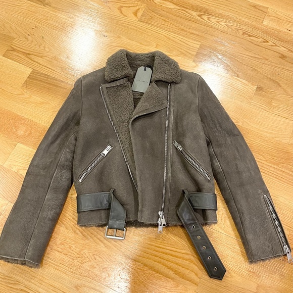 All Saints Merino Lands Biker Jacket in Anthracite